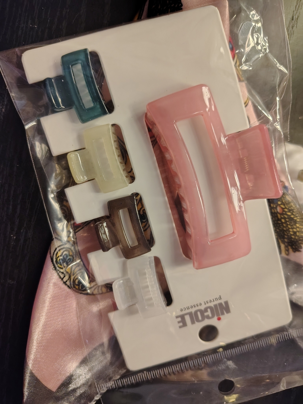 Pink Resin Hair Claw Clip Set - 5 Pack
